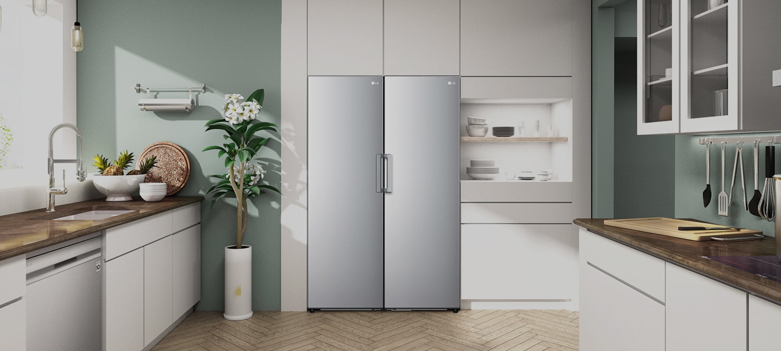 324L Pigeon Pair Freezer Stainless Finish GP F324PL LG AU