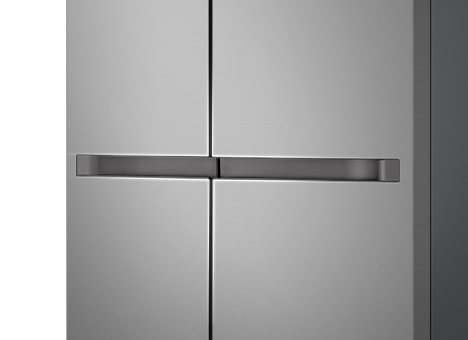 The handle design of the refrigerator magnified with gradient white lines	