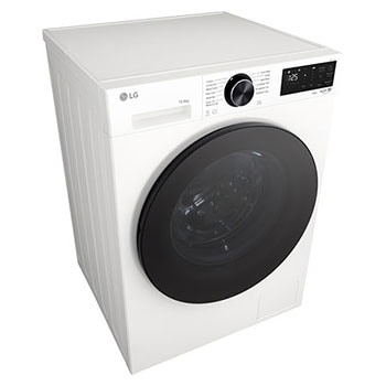 LG Series 3 Front Load Washing Machine right angled top overhead detergent drawer pulled open showing detergent and softener compartments in a front load washer unit