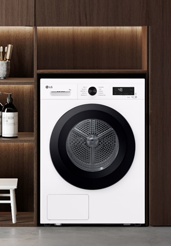Image showing the front view of the LG Dryer in a premium interior setting