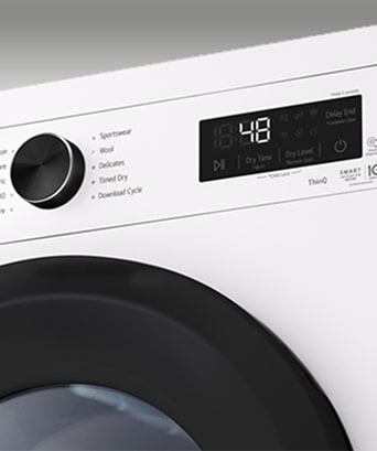Close-up image of the LG Dryer’s display panel