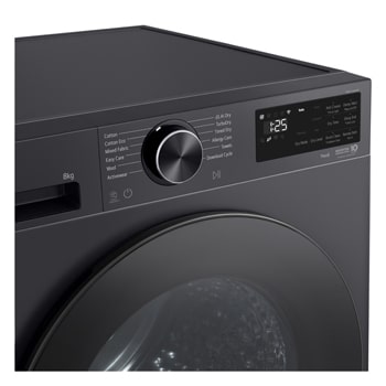 LG DXH3 Heat Pump Dryer front view showing control panel and circular door design