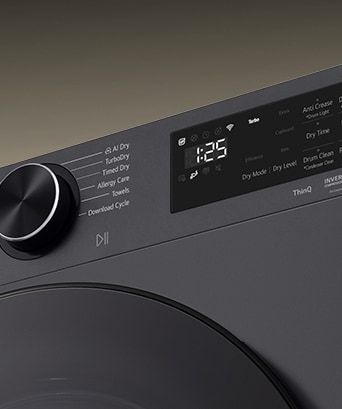 Close-up image of the LG Dryer’s display panel