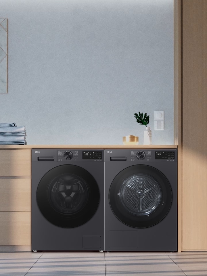 A video showing close-up details of the LG dryer drum interior and display panel