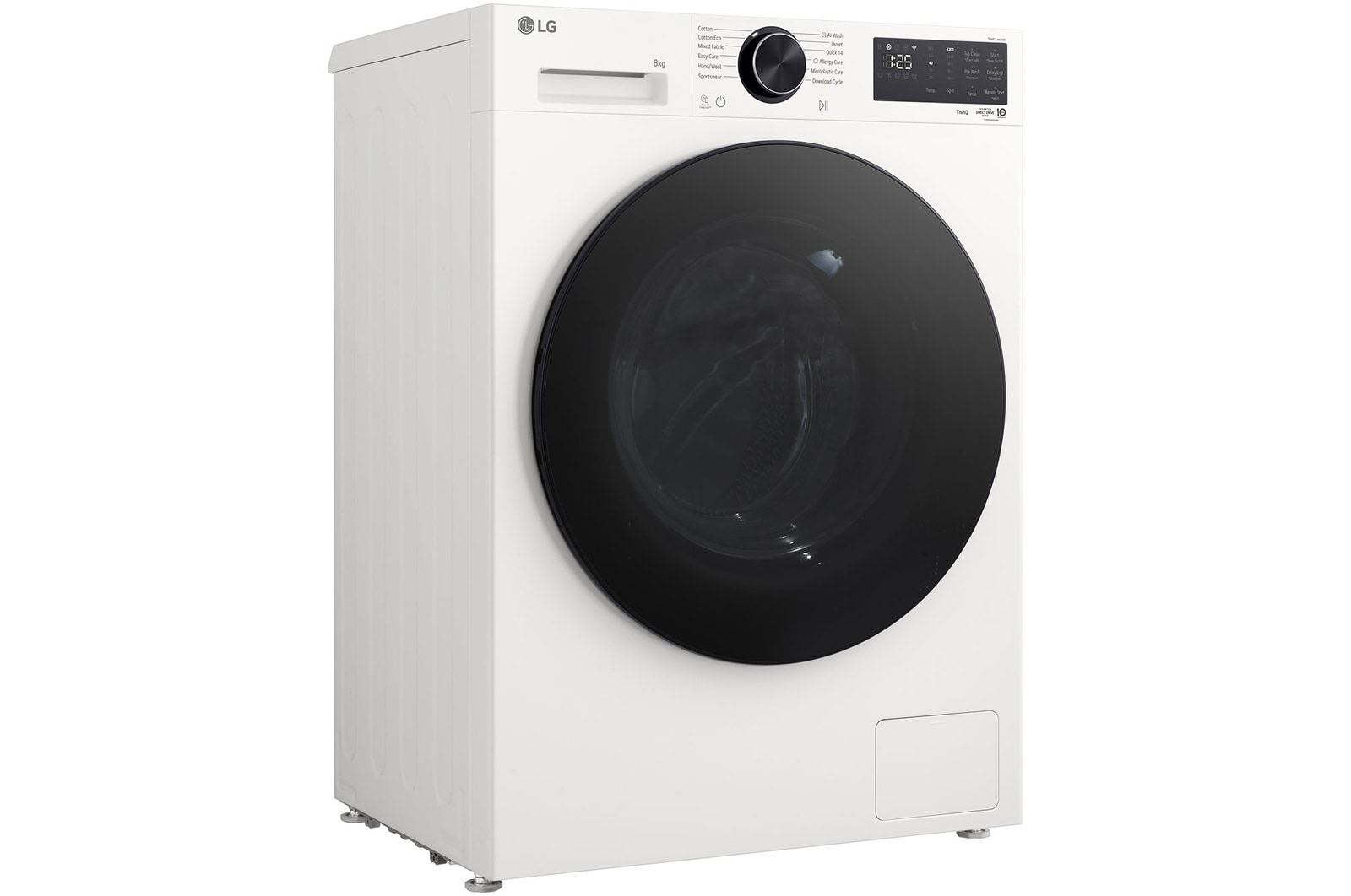 LG Series 3 Front Load Washing Machine overhead with detergent drawer pulled open showing detergent and softener compartments
