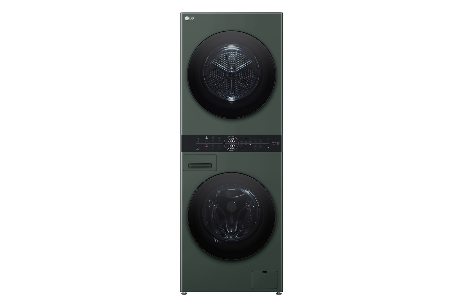 Front view of 12/10kg LG WashTower™ Black Steel - Unit Body, Center Control™, AI DD™ WWT-1210MBK