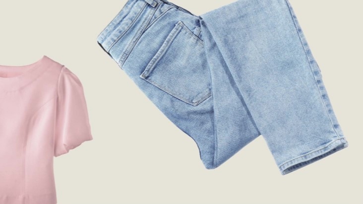 A video showing blouses, jeans, baby socks, clothes, blankets, etc. sequentially