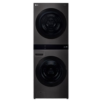Front view of 19/17kg LG WashTower™ Black Steel - Unit Body, Center Control™, AI DD™ {Sales model code}