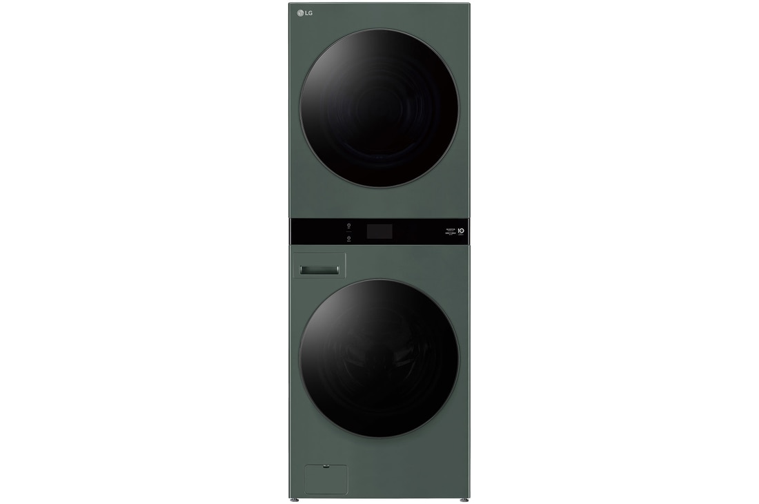 Front view of 19/17kg LG WashTower™ Black Steel - Unit Body, Center Control™, AI DD™ {Sales model code}