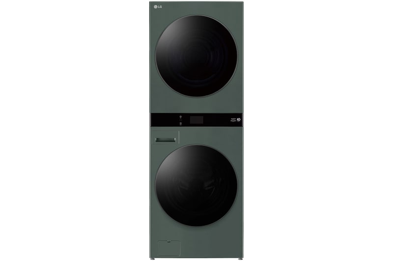 Front view of 19/10kg AI WashTower™ Stacked Washer Dryer Forest Green, WWT-1910FG