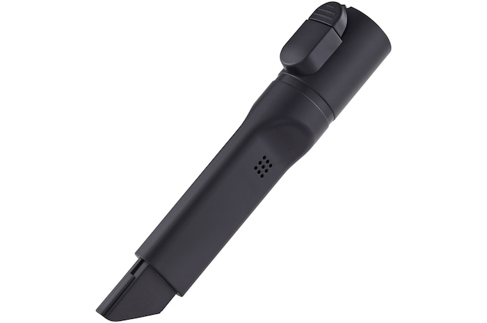 LED crevice tool. Light at the tip illuminates tight corners and gaps to help spot and remove hidden dust easily.