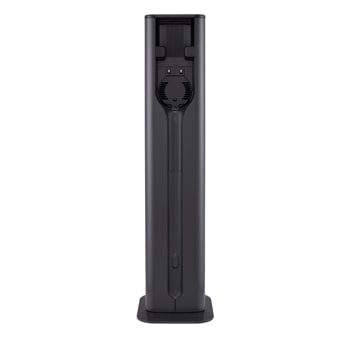 up to 220w powerful suction power. LG handstick vacuum with 220W suction power, visualized by blue airflow for high-performance cleaning.
