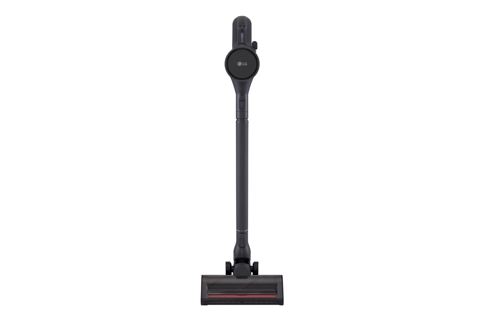 LG a9l-titan vacuum with included accessories: various nozzles, tools, mop pads, extension hose, and extra battery