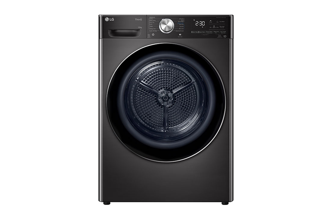Front view of 10kg Series 10 Heat Pump Dryer Black Steel DVH10-10B