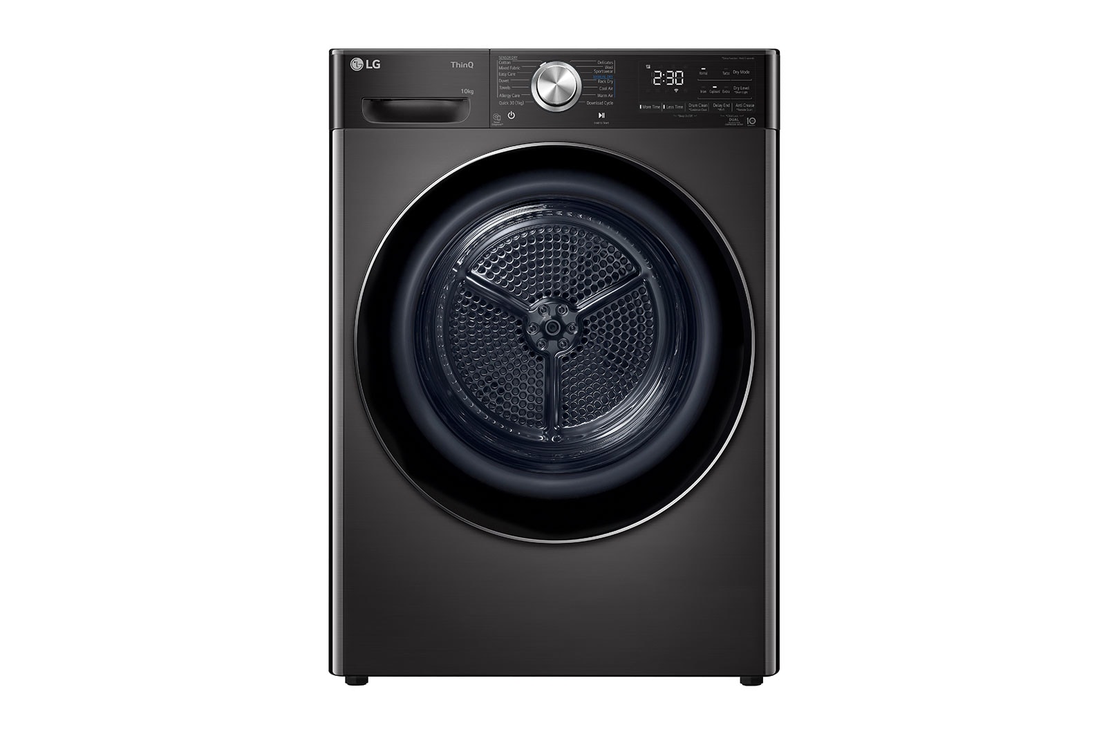 Front view of 10kg Series 10 Heat Pump Dryer Black Steel DVH10-10B