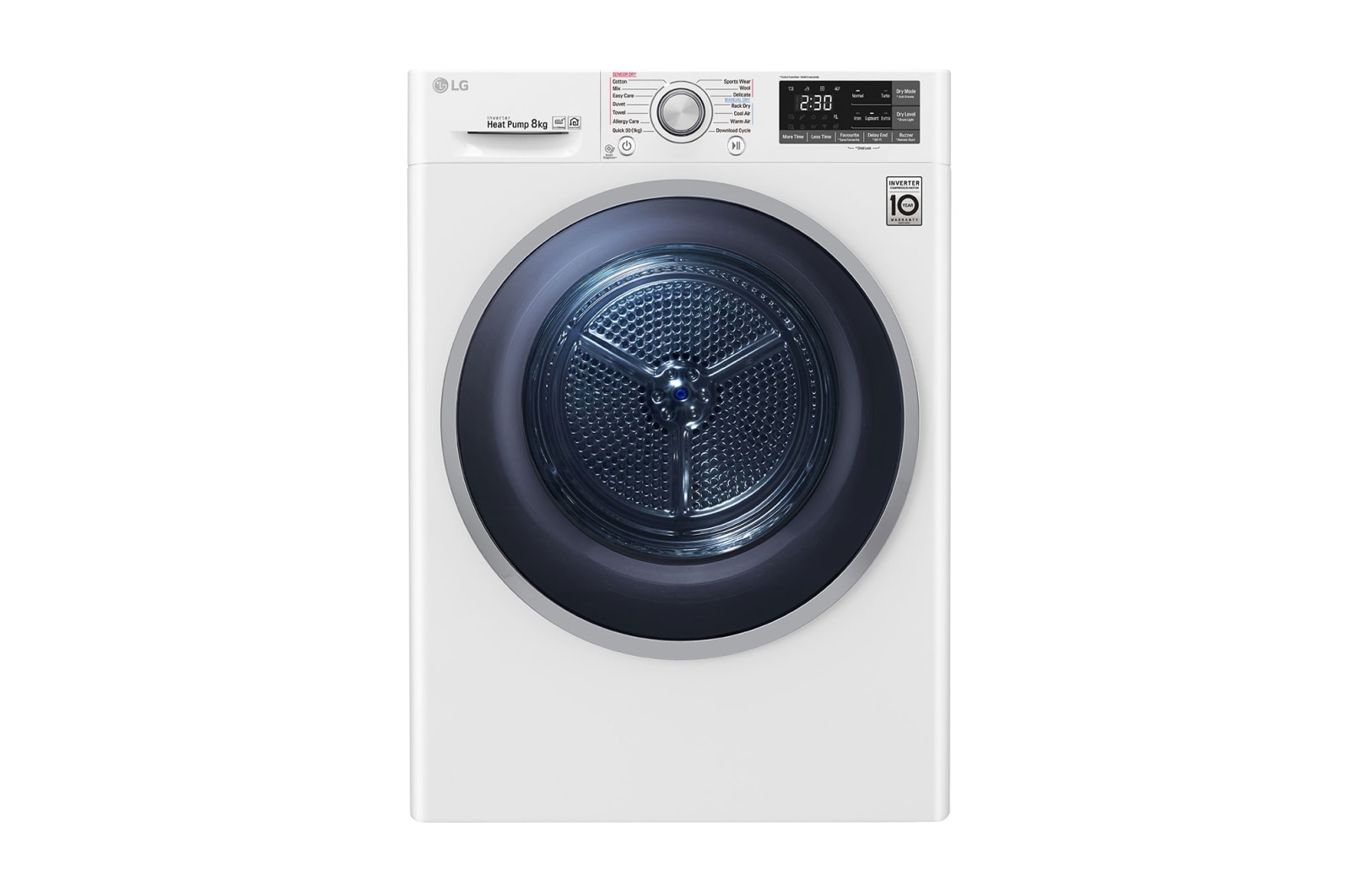 Front view of 8kg Heat Pump Dryer with Inverter Control TD-H803CSW