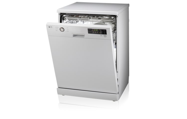 Front view of 14 Place Setting White Dishwasher with 10YR Direct Drive Motor Warranty (4 Star WELS, 13.5 Litres per wash) LD-1420W2