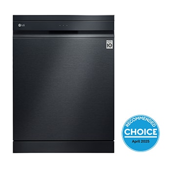 Front view image of a quiet XD3A15MB dishwasher with QuadWash, featuring a 15 place setting capacity.