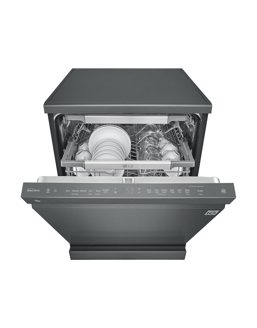 15 Place QuadWash® Dishwasher in Matte Black Finish Free Standing