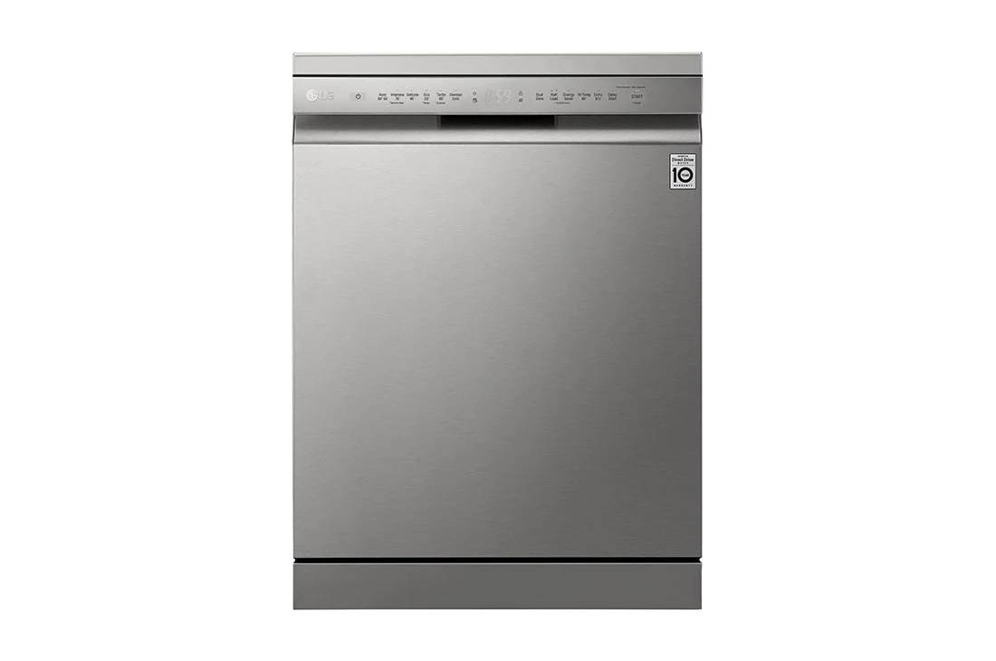Front view image of  XD5B14PS stainless steel finish dishwasher. EasyRack, freestanding, 14 place settings.