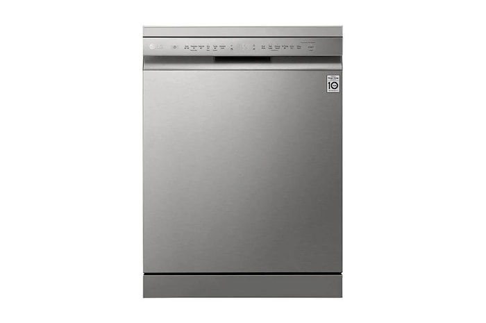 Front view image of  XD5B14PS stainless steel finish dishwasher. EasyRack, freestanding, 14 place settings.