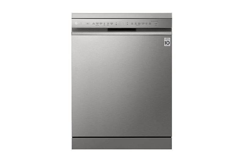 Front view image of  XD5B14PS stainless steel finish dishwasher. EasyRack, freestanding, 14 place settings.