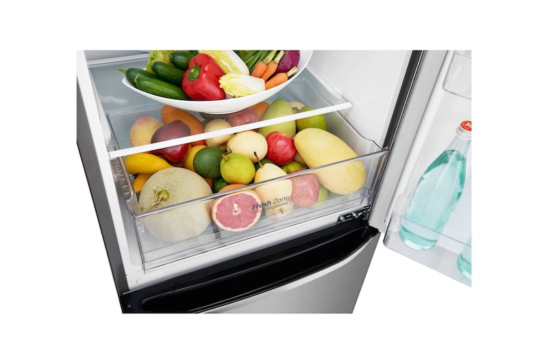 LG 310L Anti-fingerprint Shiny Steel Bottom Mount Fridge, GB-310RPL