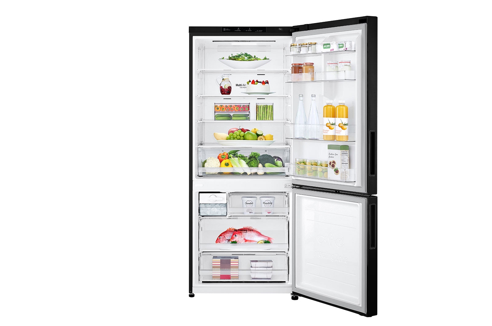 LG 420L Bottom Mount Fridge - Black Steel Finish, GB-455BTL