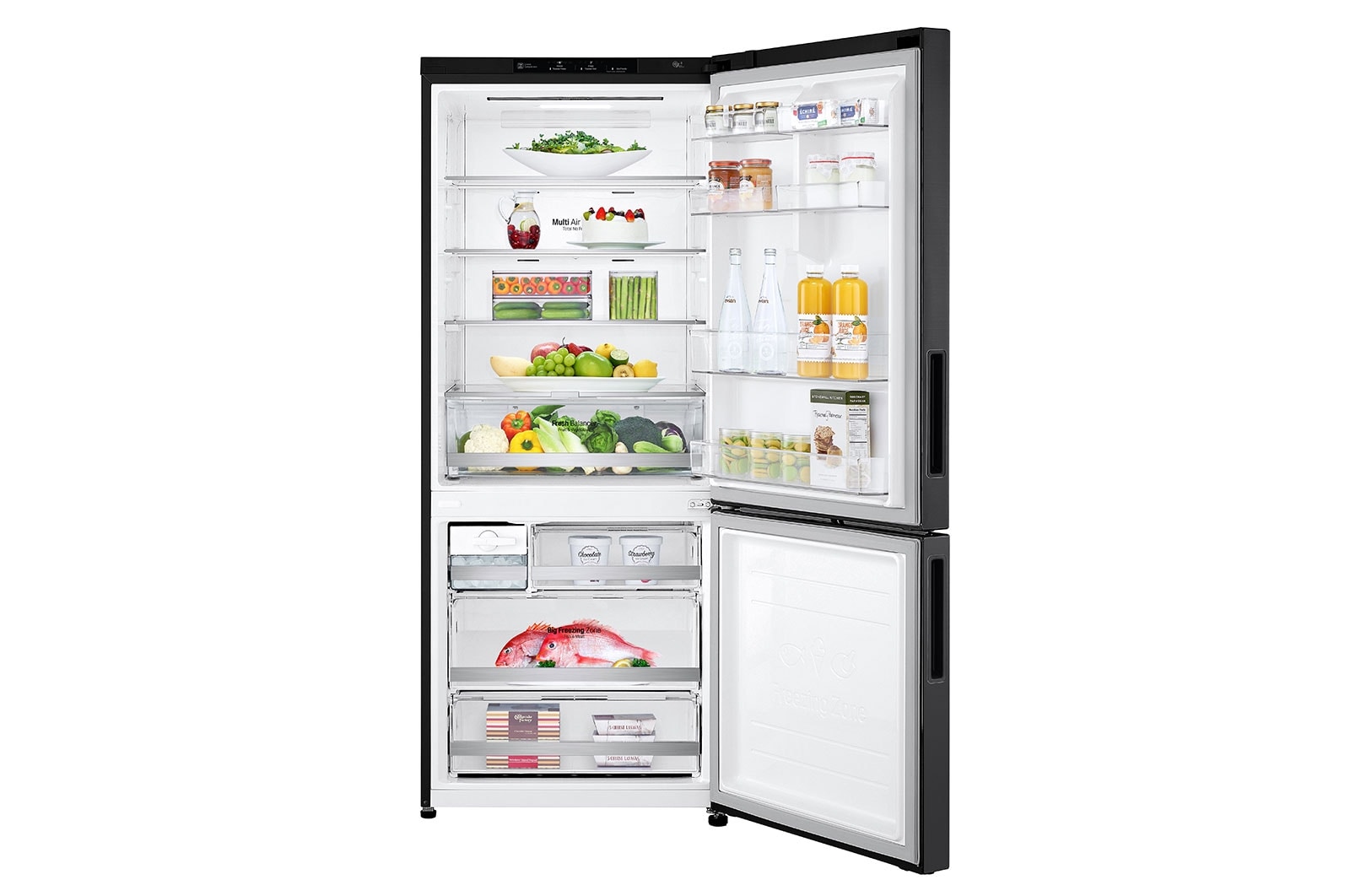 LG 420L Bottom Mount Fridge - Matte Black Finish, GB-455MBL