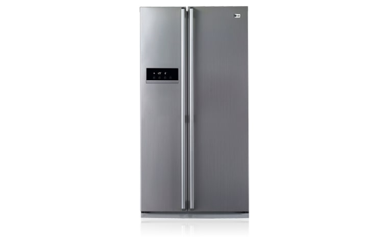Front view of 581L Stainless Steel Side by Side Refrigerator with IceBeam Door Cooling GC-B197STF