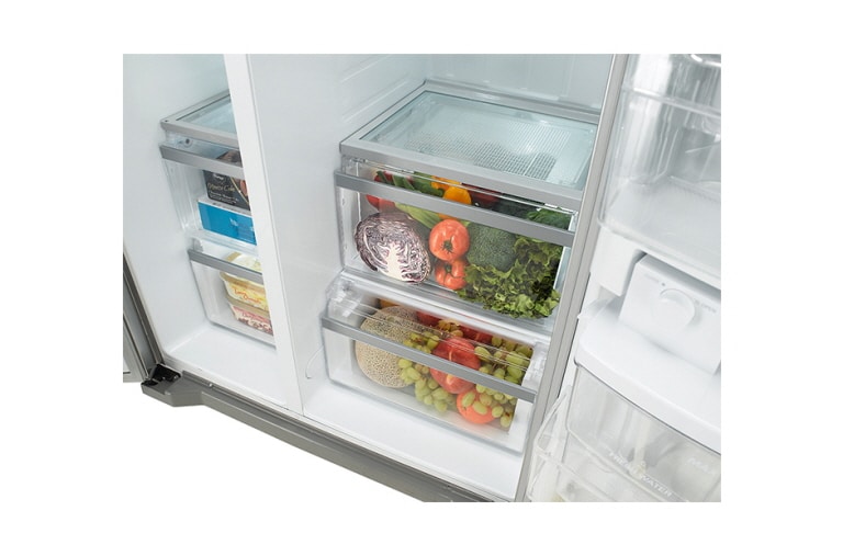 LG 563L Side by Side Refrigerator with Non Plumbed Ice & Water, GC-L197HPNL