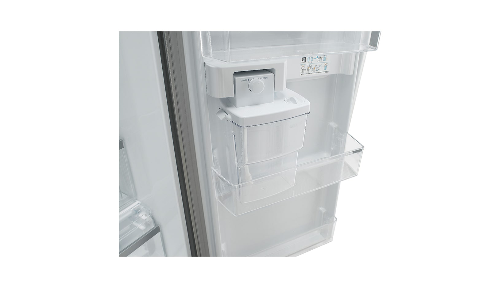 LG 563L Side by Side Refrigerator with Non Plumbed Ice & Water, GC-L197HPNL