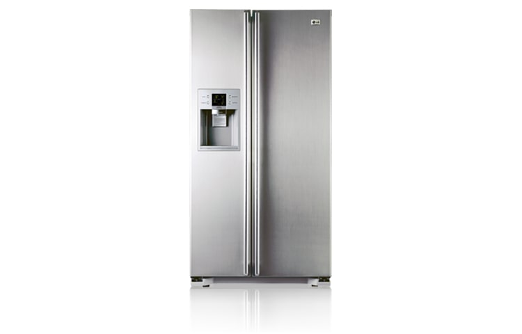 Front view of 567L Titanium Side by Side Fridge with Automatic Ice &amp; Water Dispenser GC-L197NFS