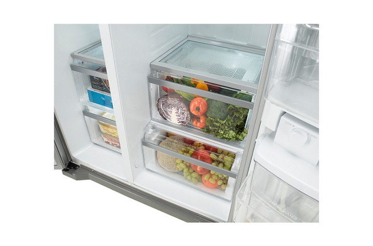 LG 590L Side by Side Refrigerator with Non Plumbed Ice & Water, GC-L227FNSL