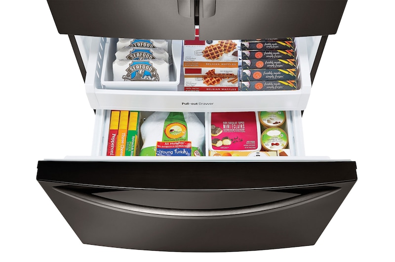 LG 620L French Door Fridge, in Black Stainless Steel, GF-B620BSL