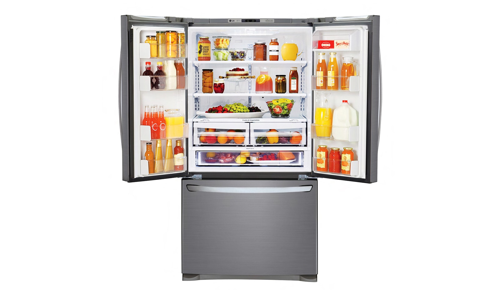 LG 620L French Door Fridge in Anti-fingerprint Stainless Finish, GF-B620PL