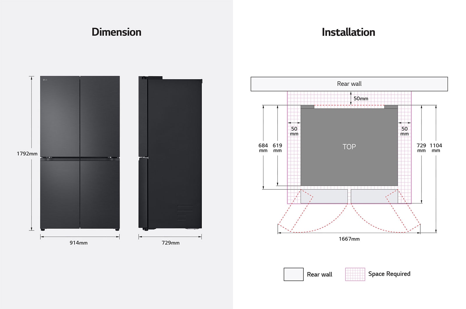 LG 665L French Door Fridge - Matte Black Finish, GF-B700MBL