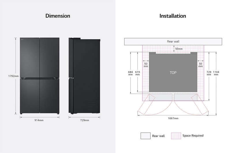 LG 665L French Door Fridge - 5 Star Energy, GF-B705MBL