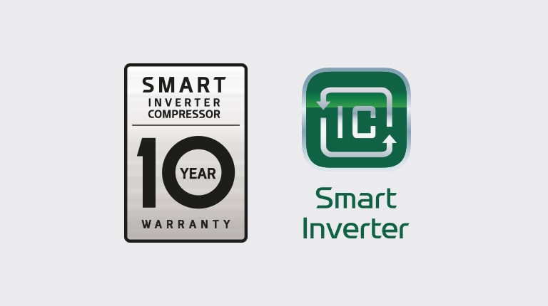Refrigerator with 10yr parts warranty icon on black background