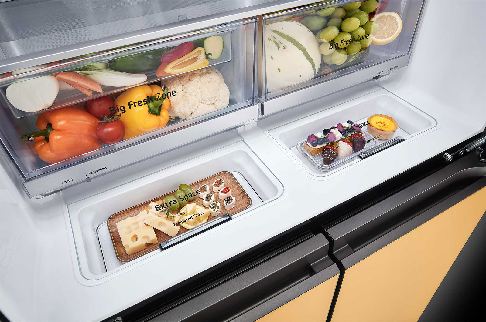 LG 617L French Door Fridge with MoodUP® LED Door Panels + Styler Steam Clothing Care System® with ThinQ® - 3 Garment in Black Glass, GF-MV600-S3