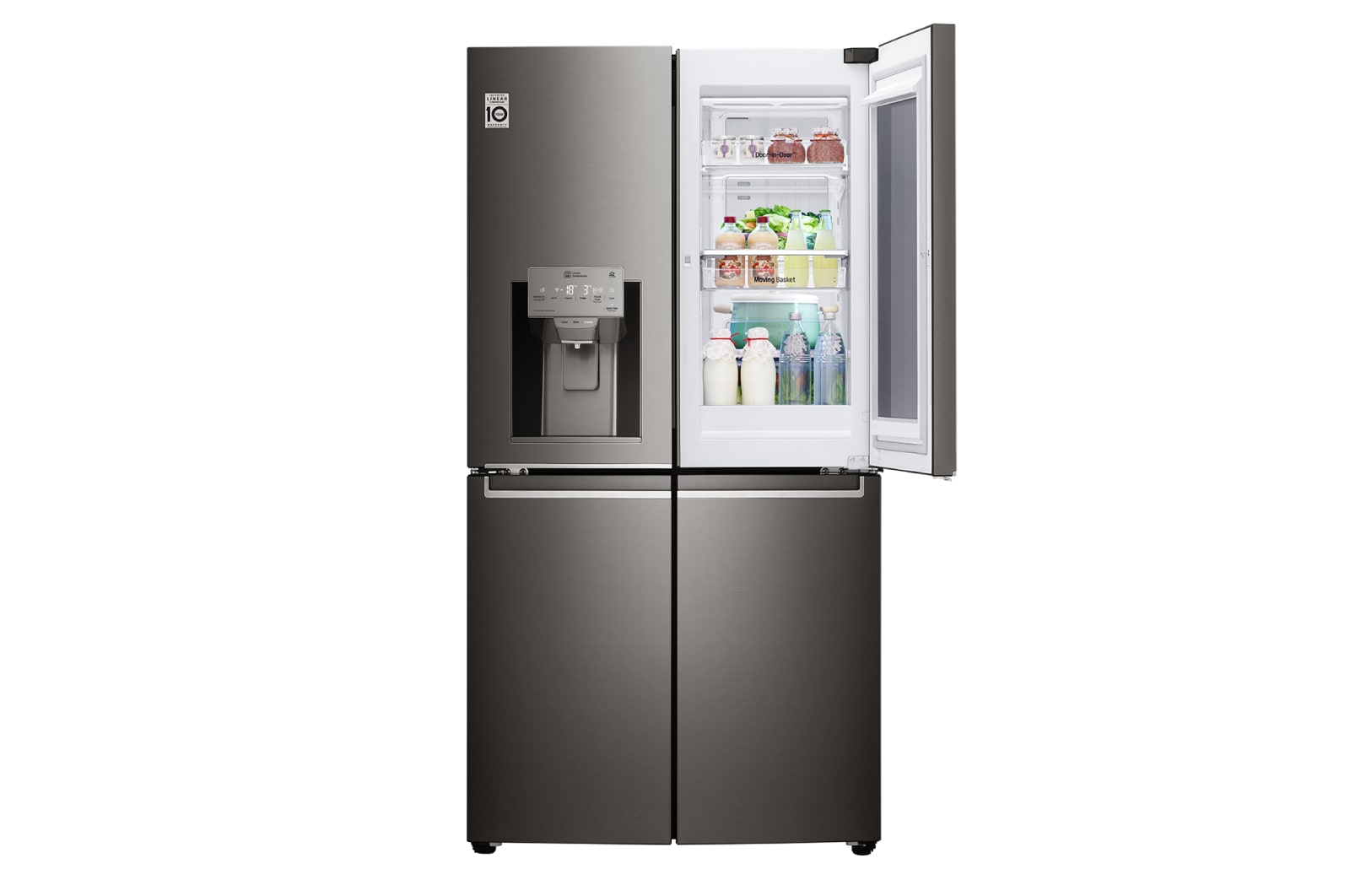 LG 708L French Door Fridge, with InstaView Door-in-Door®, in Black Stainless Steel, GF-V708BSL