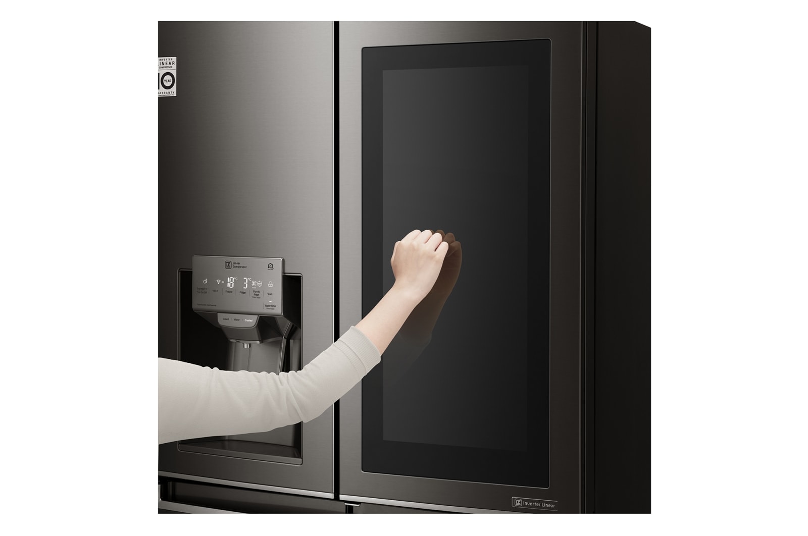 LG 708L French Door Fridge, with InstaView Door-in-Door®, in Black Stainless Steel, GF-V708BSL