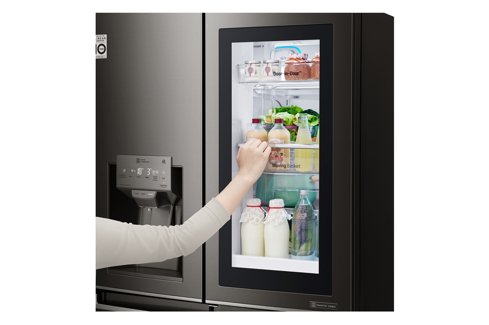 LG 708L French Door Fridge, with InstaView Door-in-Door®, in Black Stainless Steel, GF-V708BSL