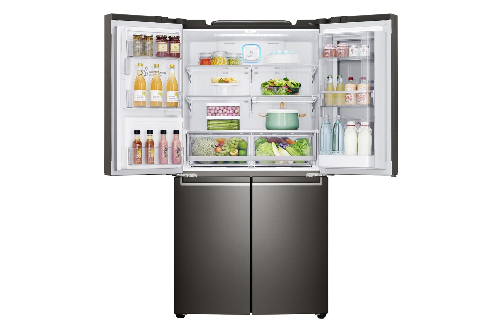 LG 708L French Door Fridge, with InstaView Door-in-Door®, in Black Stainless Steel, GF-V708BSL