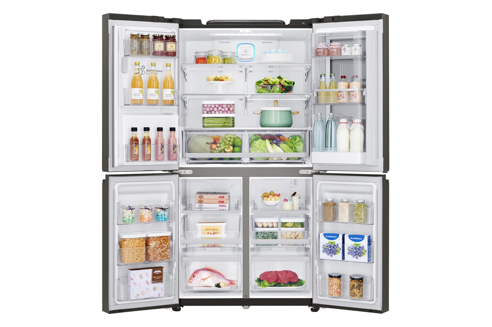 LG 708L French Door Fridge, with InstaView Door-in-Door®, in Black Stainless Steel, GF-V708BSL