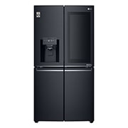 Front view of 910L French Door Fridge, with InstaView Door-in-Door®, in Matte Black Stainless Steel GF-V910MBSL
