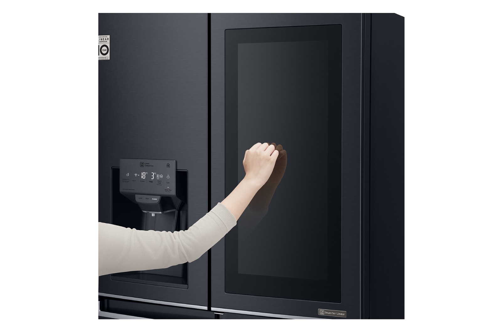 LG 910L French Door Fridge, with InstaView Door-in-Door®, in Matte Black Stainless Steel, GF-V910MBSL