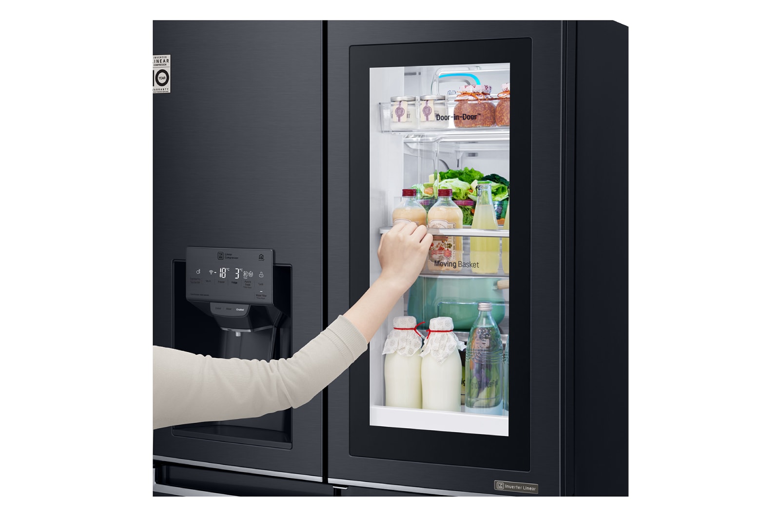 LG 910L French Door Fridge, with InstaView Door-in-Door®, in Matte Black Stainless Steel, GF-V910MBSL