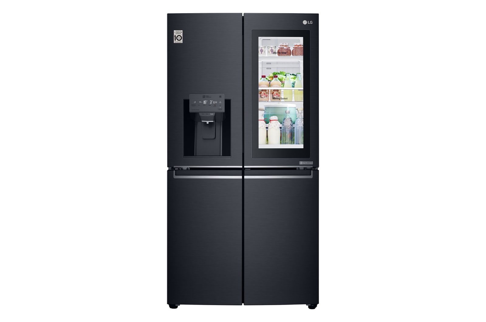 LG 910L French Door Fridge, with InstaView Door-in-Door®, in Matte Black Stainless Steel, GF-V910MBSL