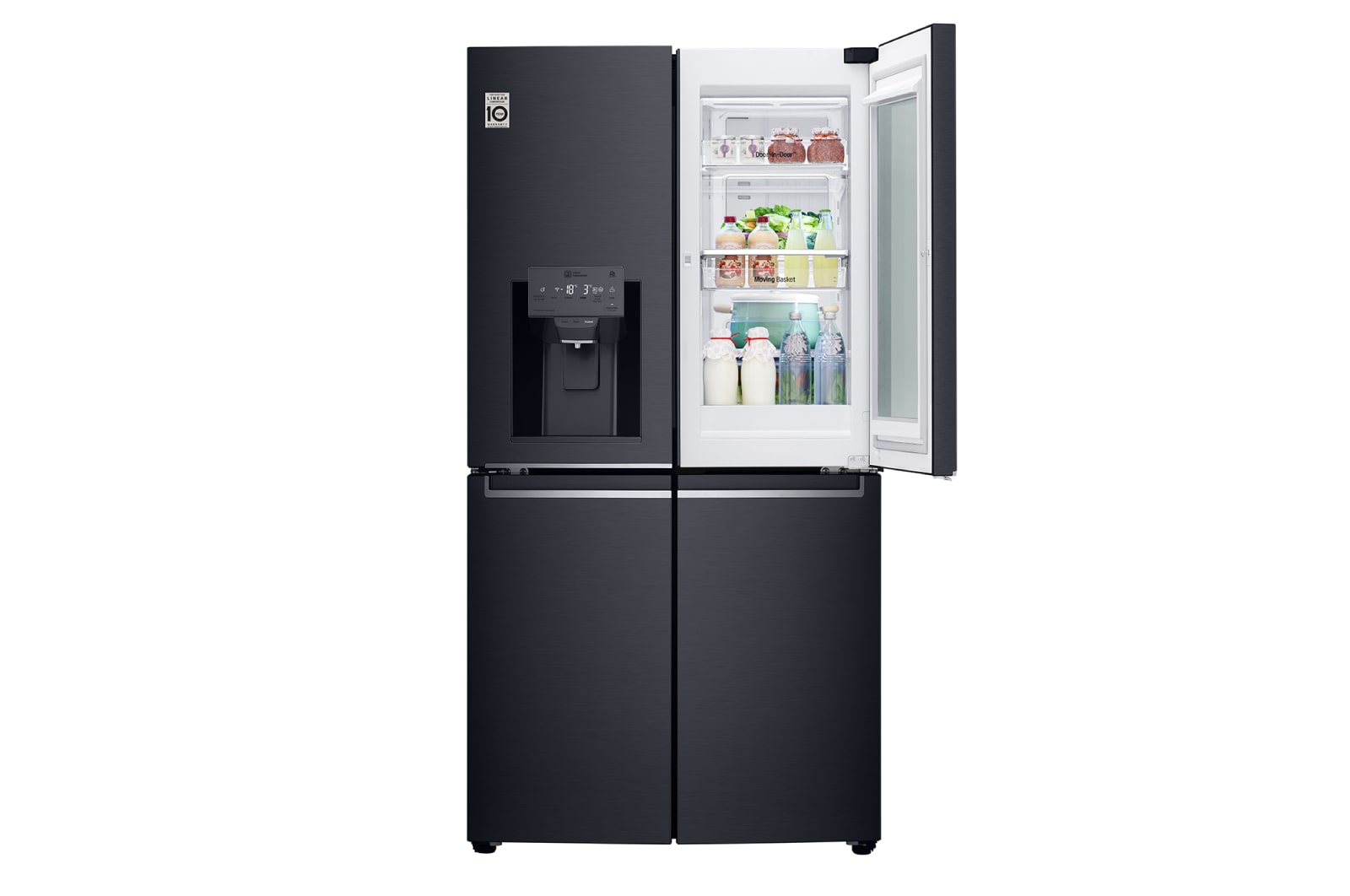 LG 910L French Door Fridge, with InstaView Door-in-Door®, in Matte Black Stainless Steel, GF-V910MBSL